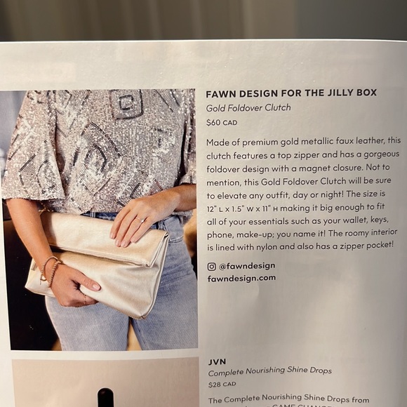 FAWN DESIGN for the Jilly Box Gold Foldover Clutch - Picture 6 of 6